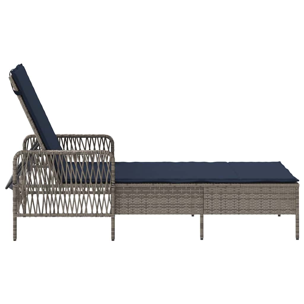 Sun lounger Reclining 1-person Grey 157 x 55 x 92cm Poly Rattan